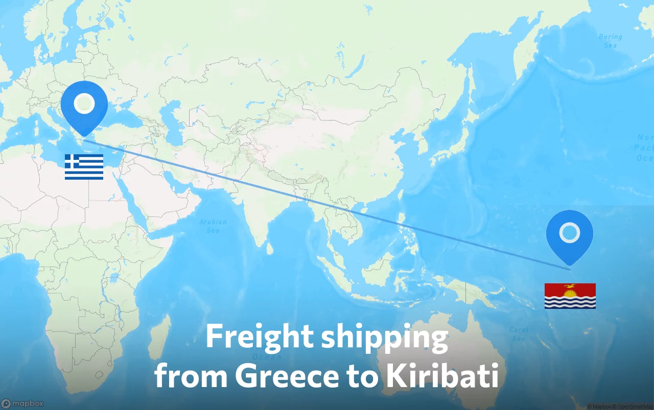 Shipping route from Greece to Kiribati