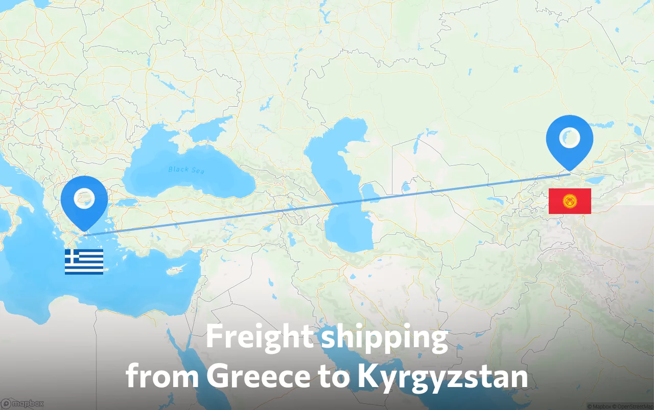 Shipping route from Greece to Kyrgyzstan