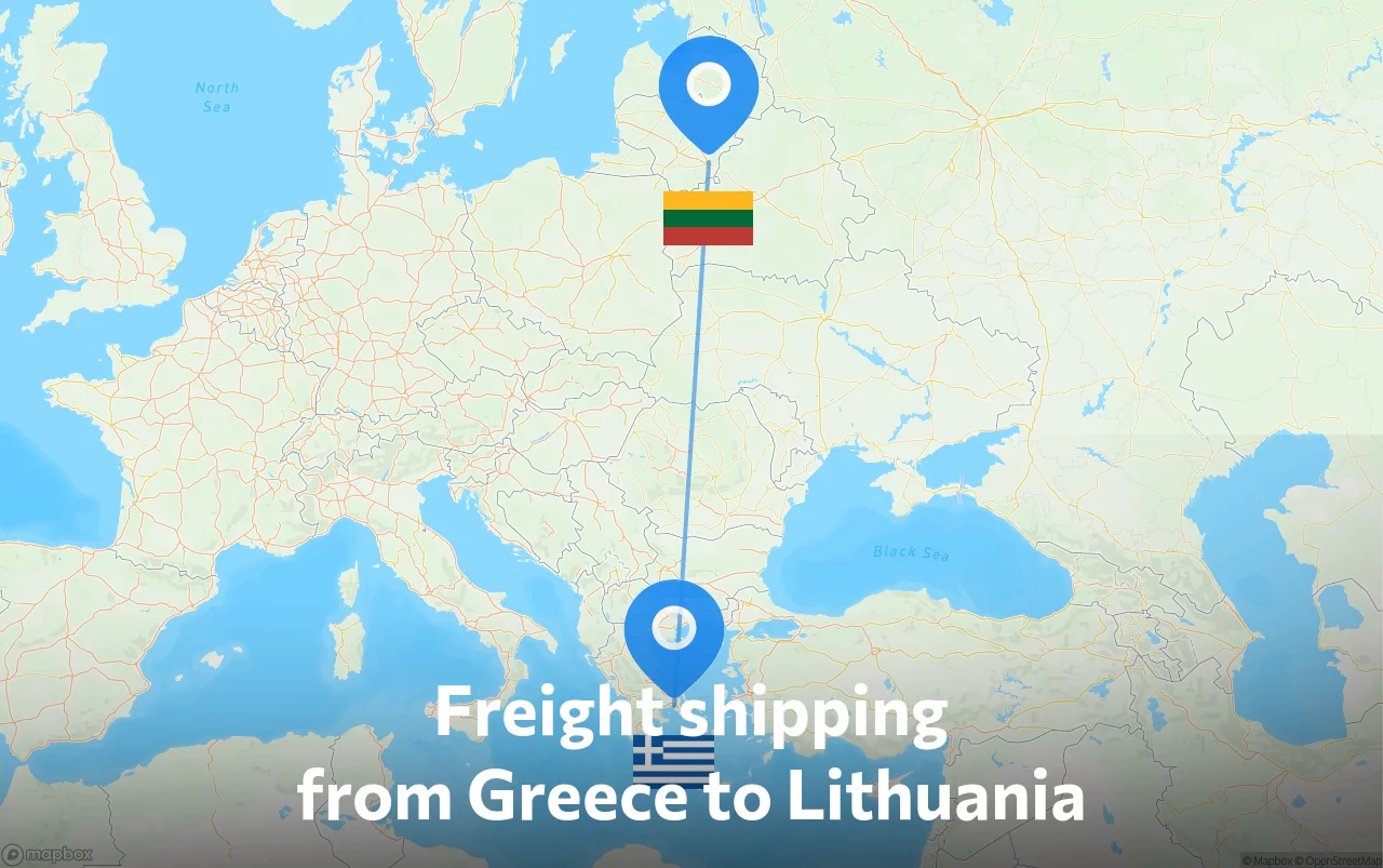Shipping route from Greece to Lithuania