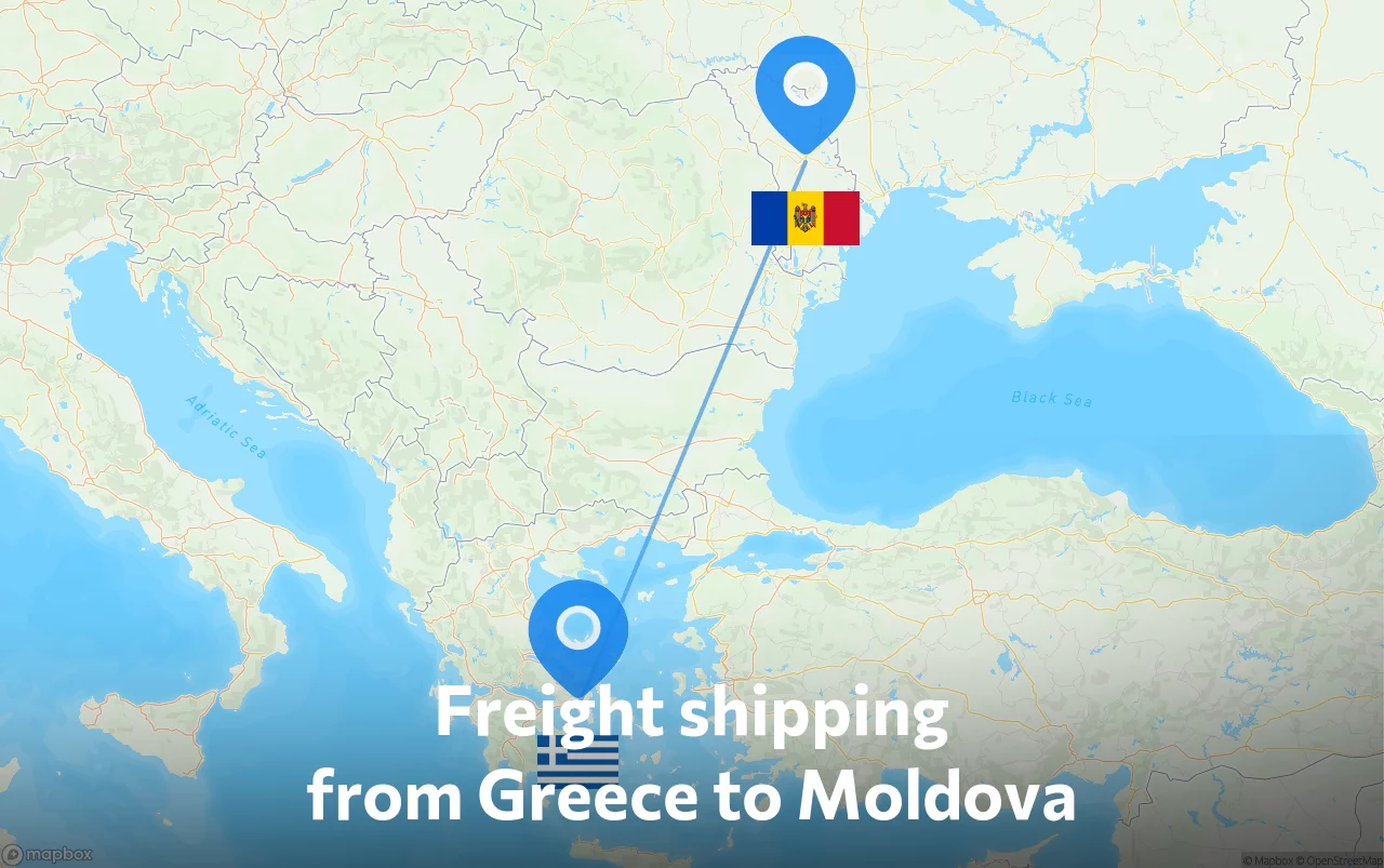 Shipping route from Greece to Moldova