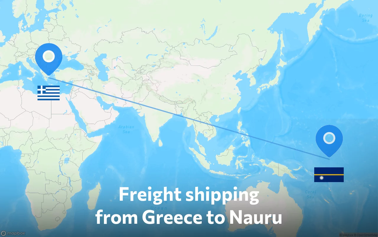 Shipping route from Greece to Nauru
