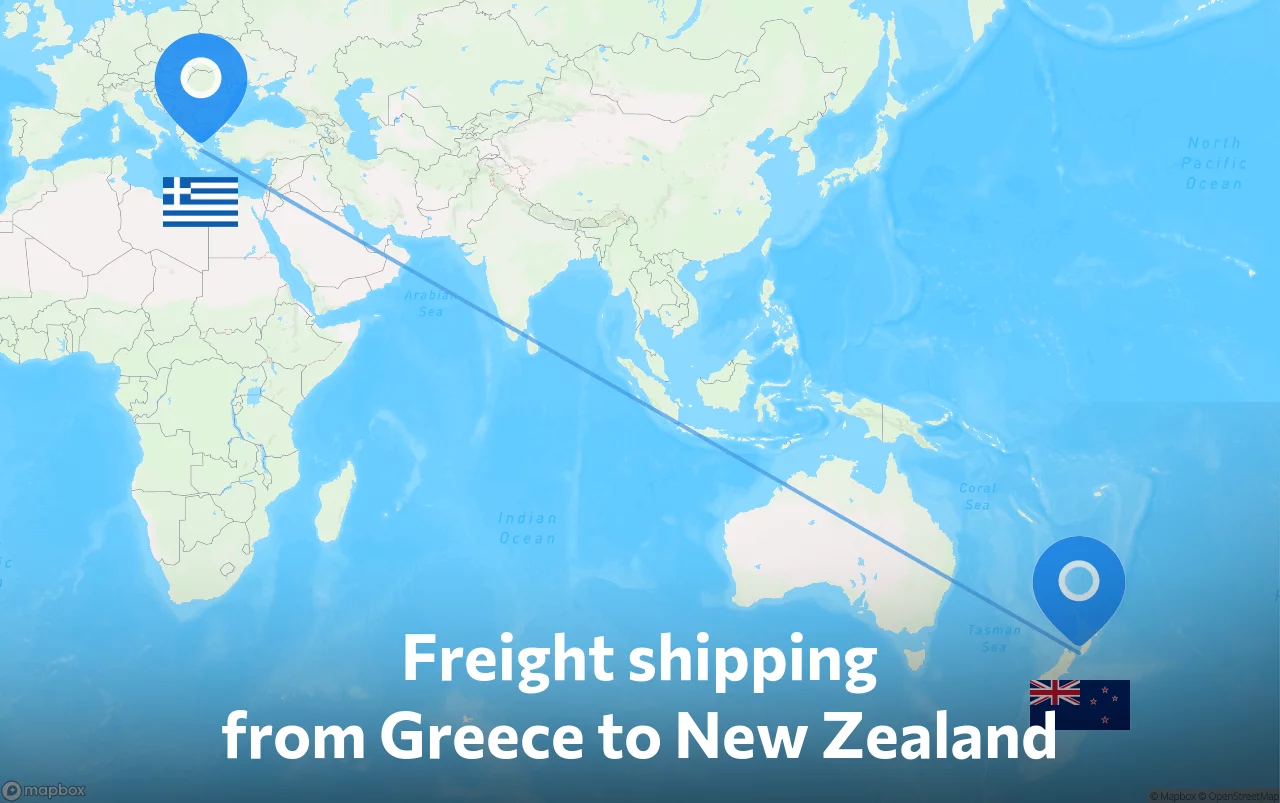 Shipping route from Greece to New Zealand