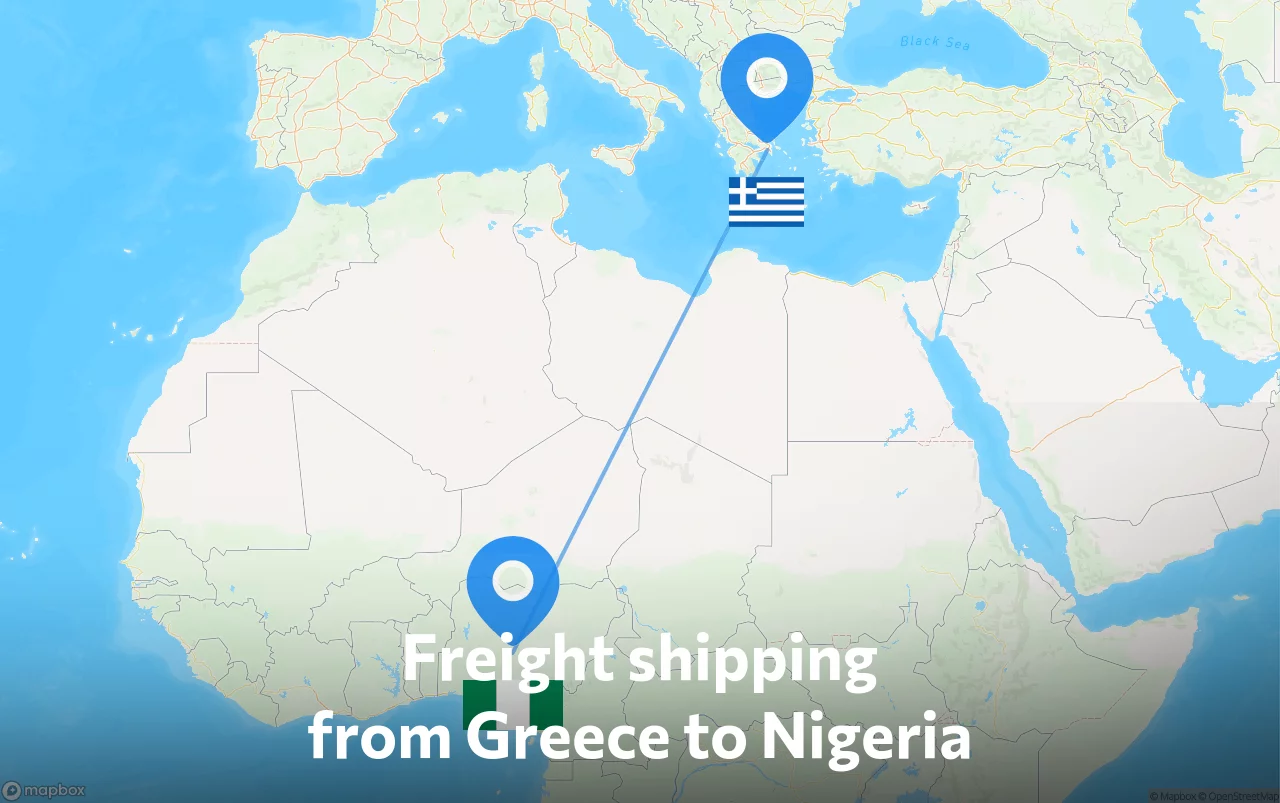 Shipping route from Greece to Nigeria