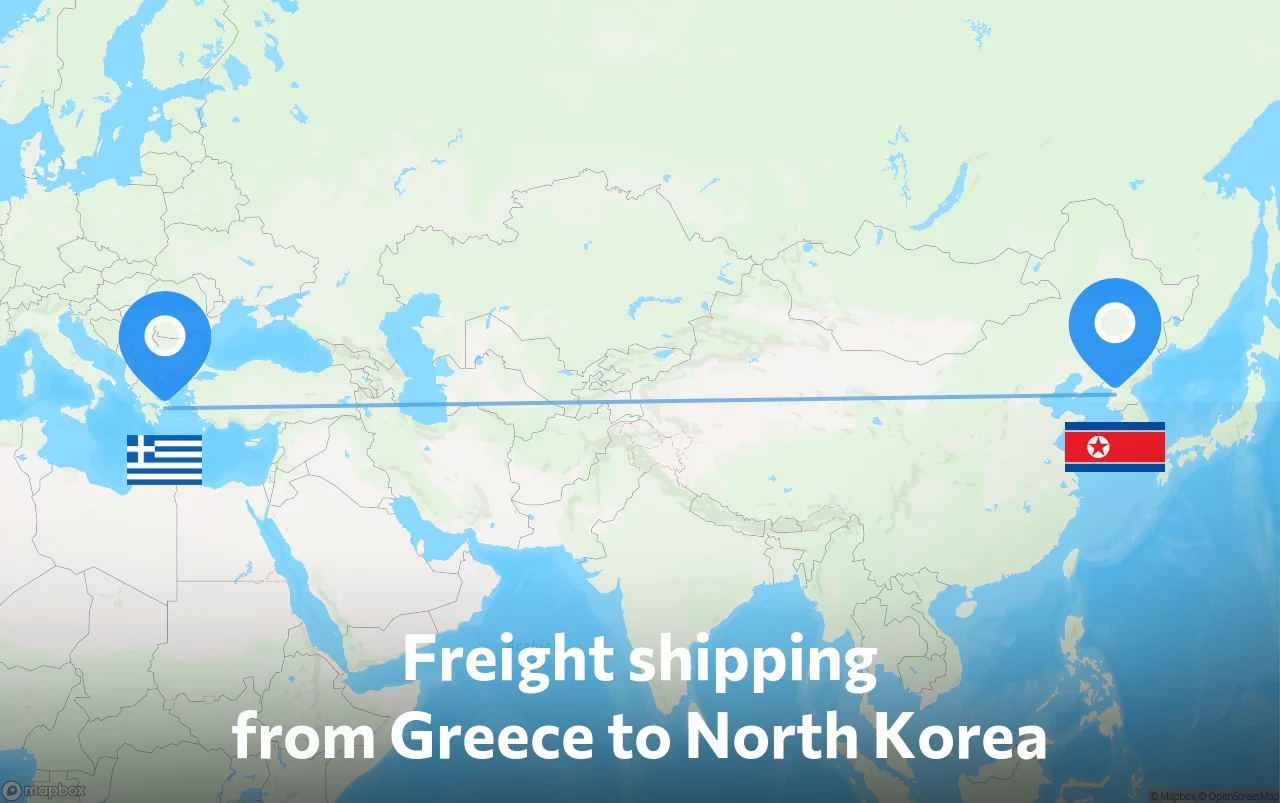 Shipping route from Greece to North Korea