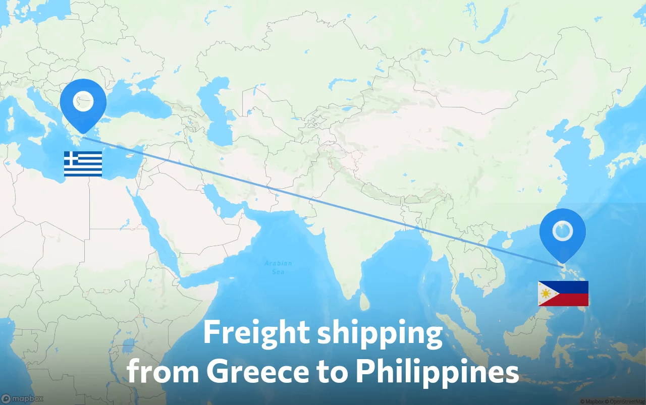 Shipping route from Greece to Philippines