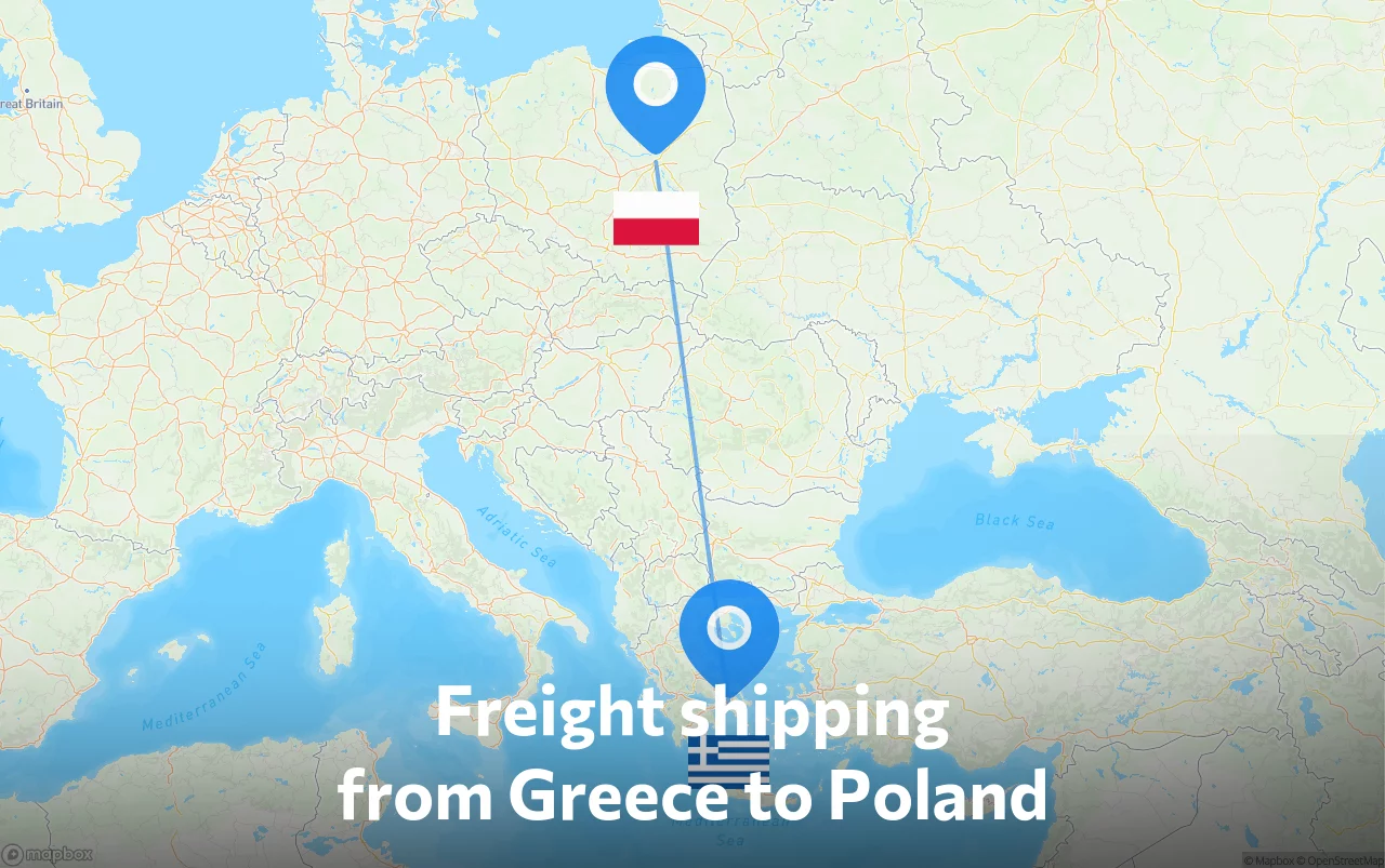 Shipping route from Greece to Poland