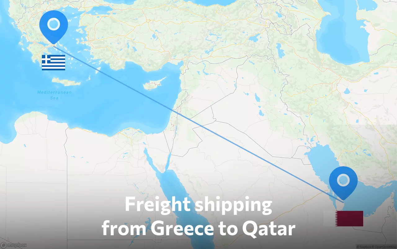 Shipping route from Greece to Qatar