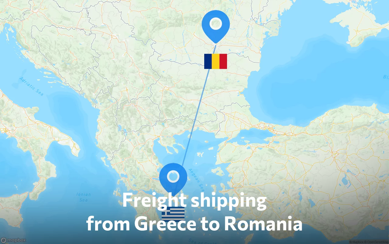 Shipping route from Greece to Romania