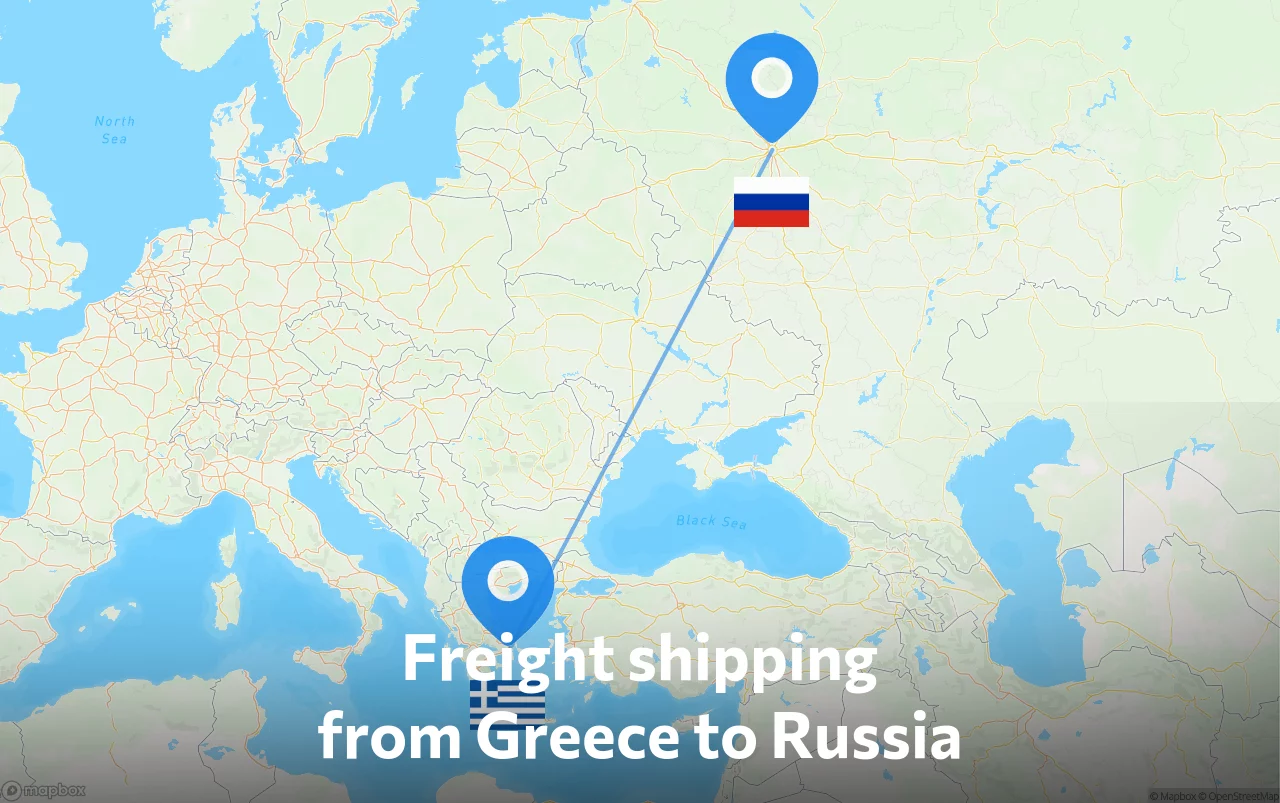 Shipping route from Greece to Russia