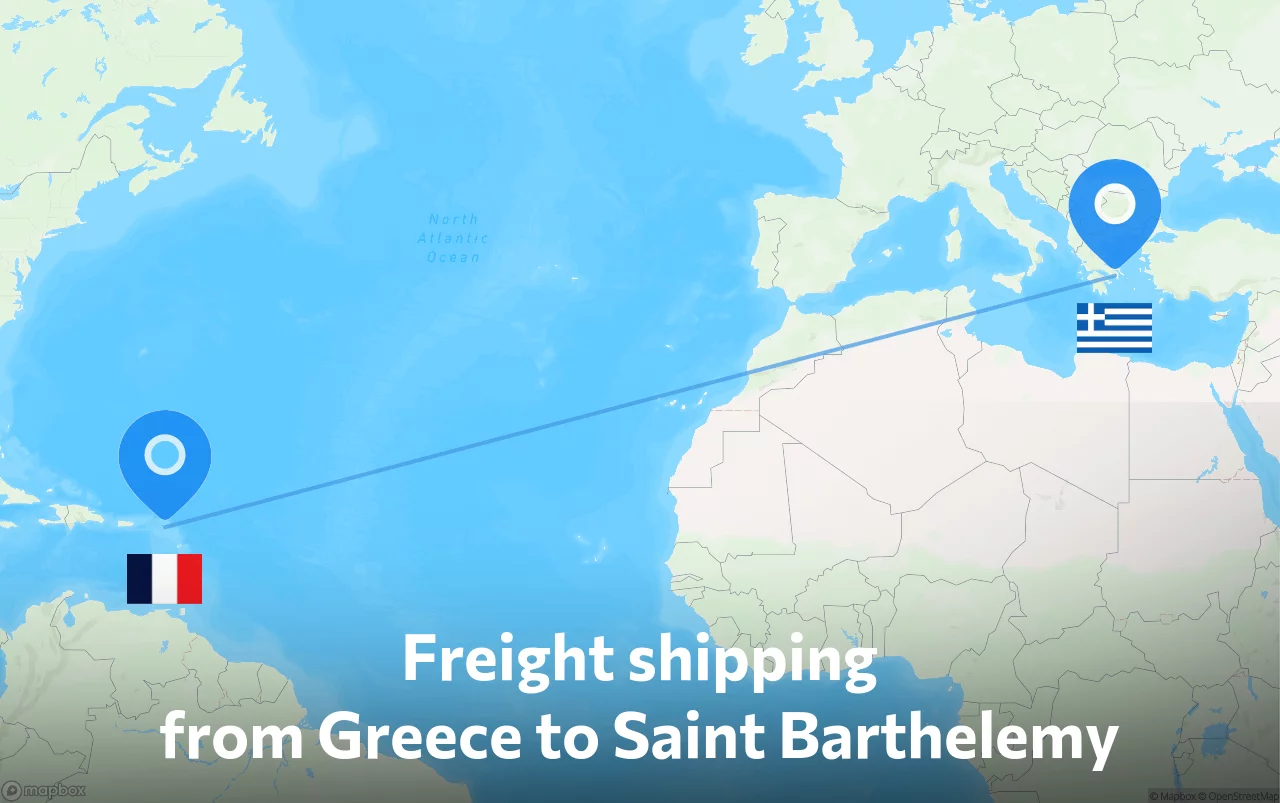 Shipping route from Greece to Saint Barthelemy