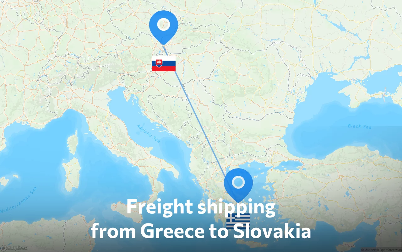Shipping route from Greece to Slovakia