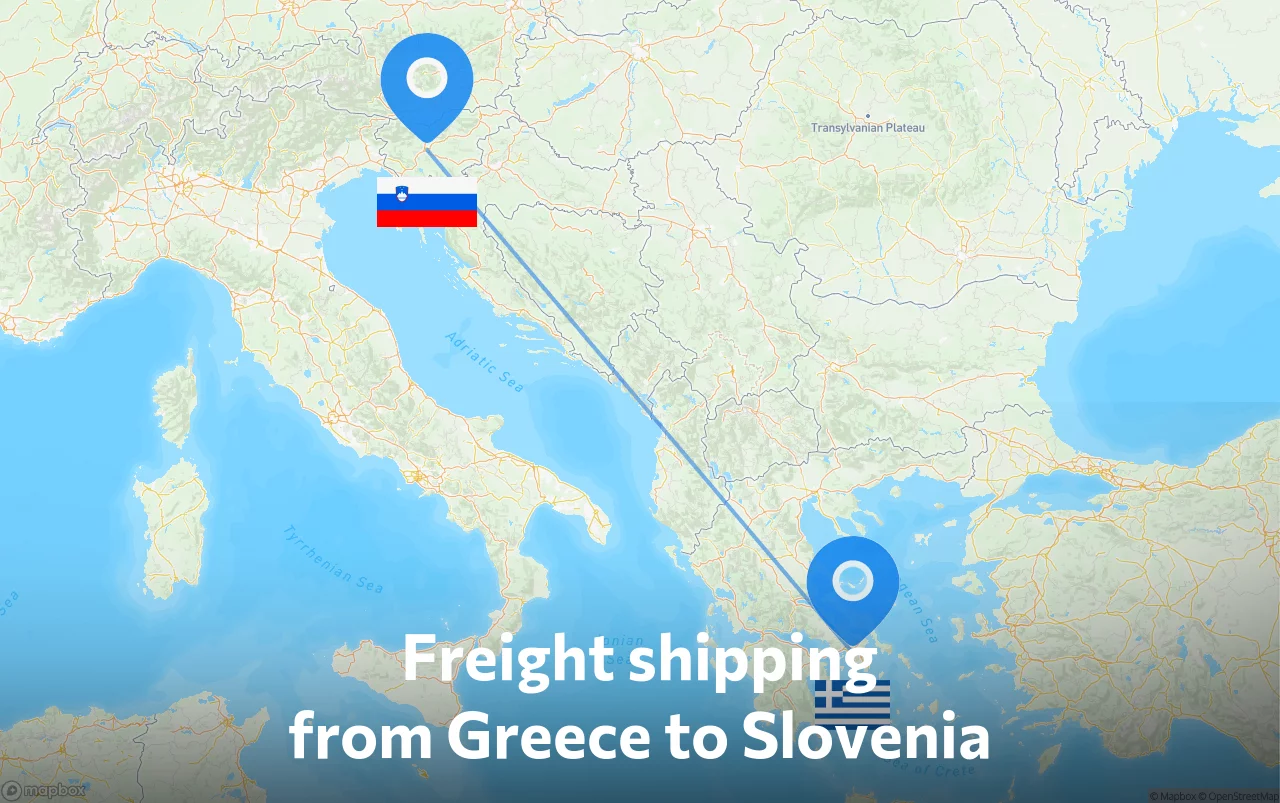 Shipping route from Greece to Slovenia