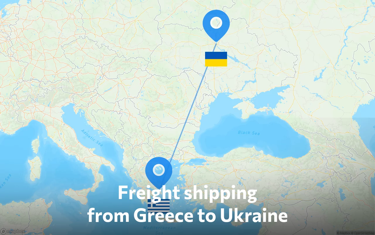 Shipping route from Greece to Ukraine