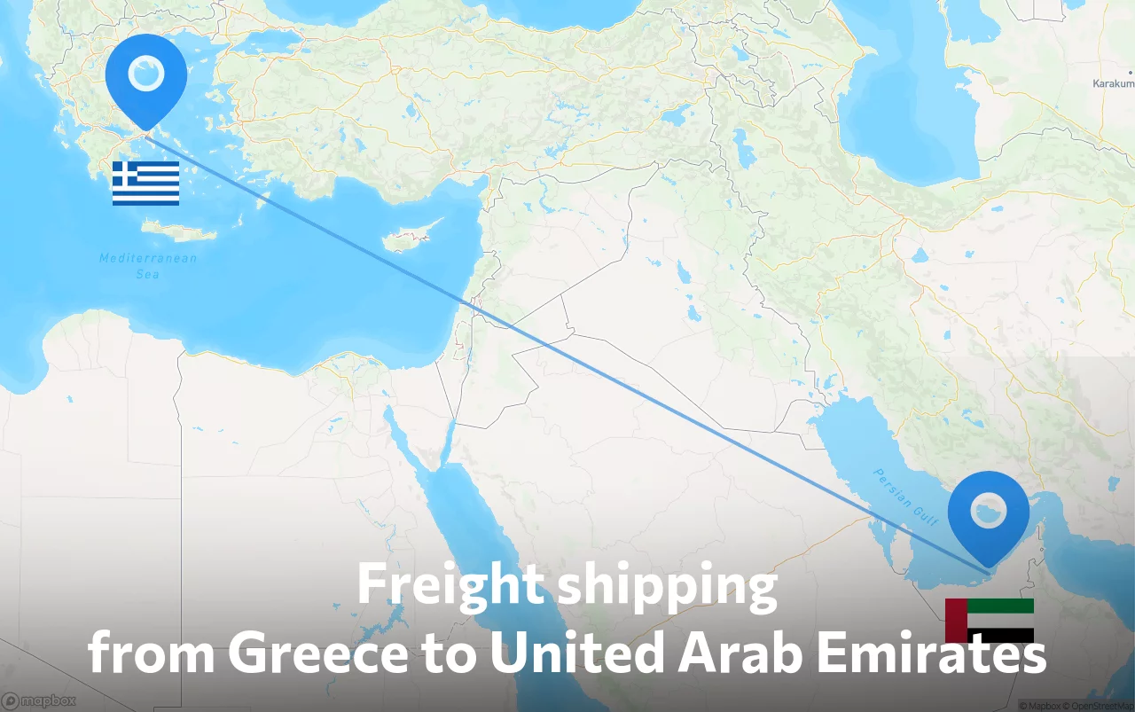 Shipping route from Greece to United Arab Emirates