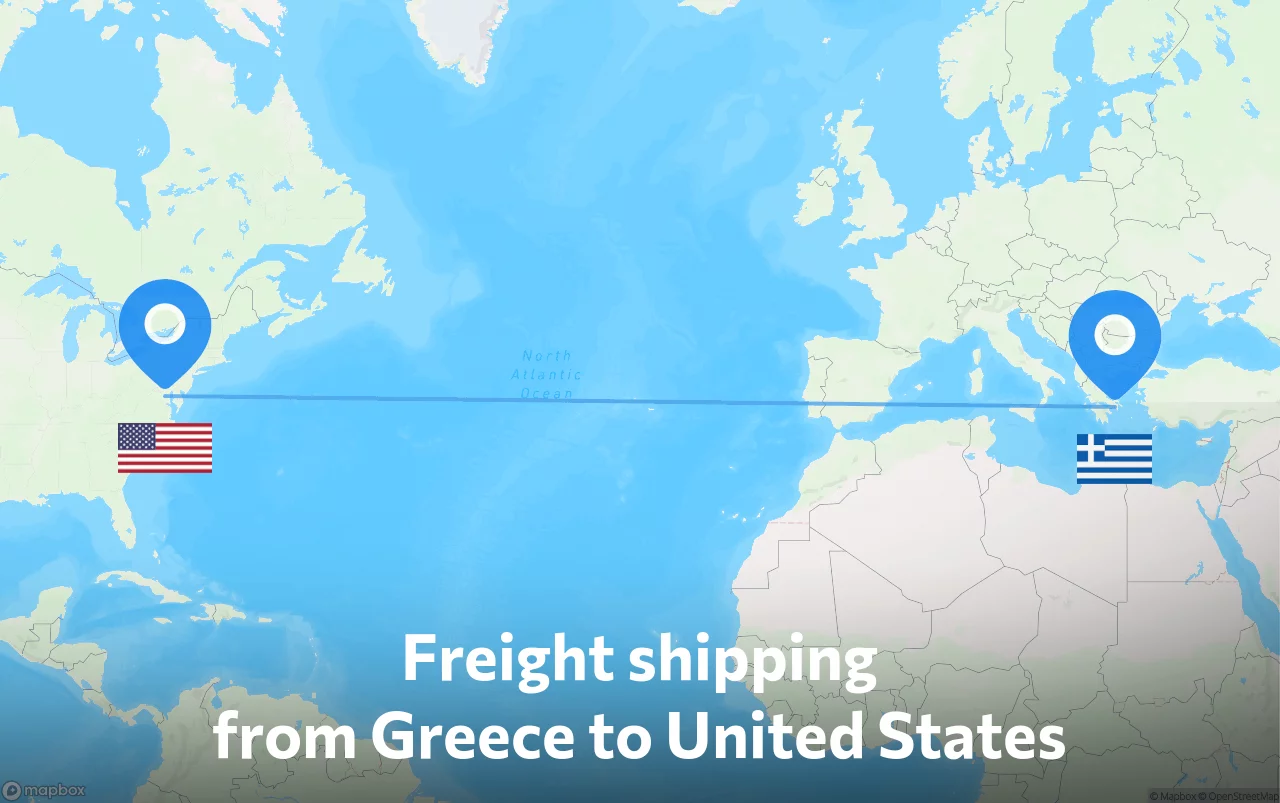 Shipping route from Greece to United States