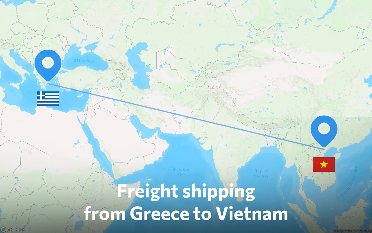Shipping route from Greece to Vietnam