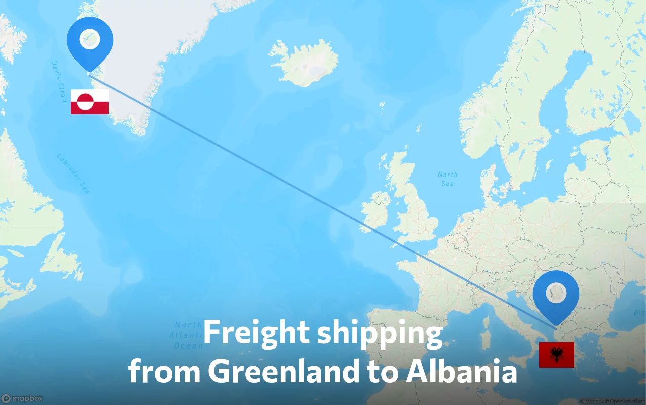 Shipping route from Greenland to Albania