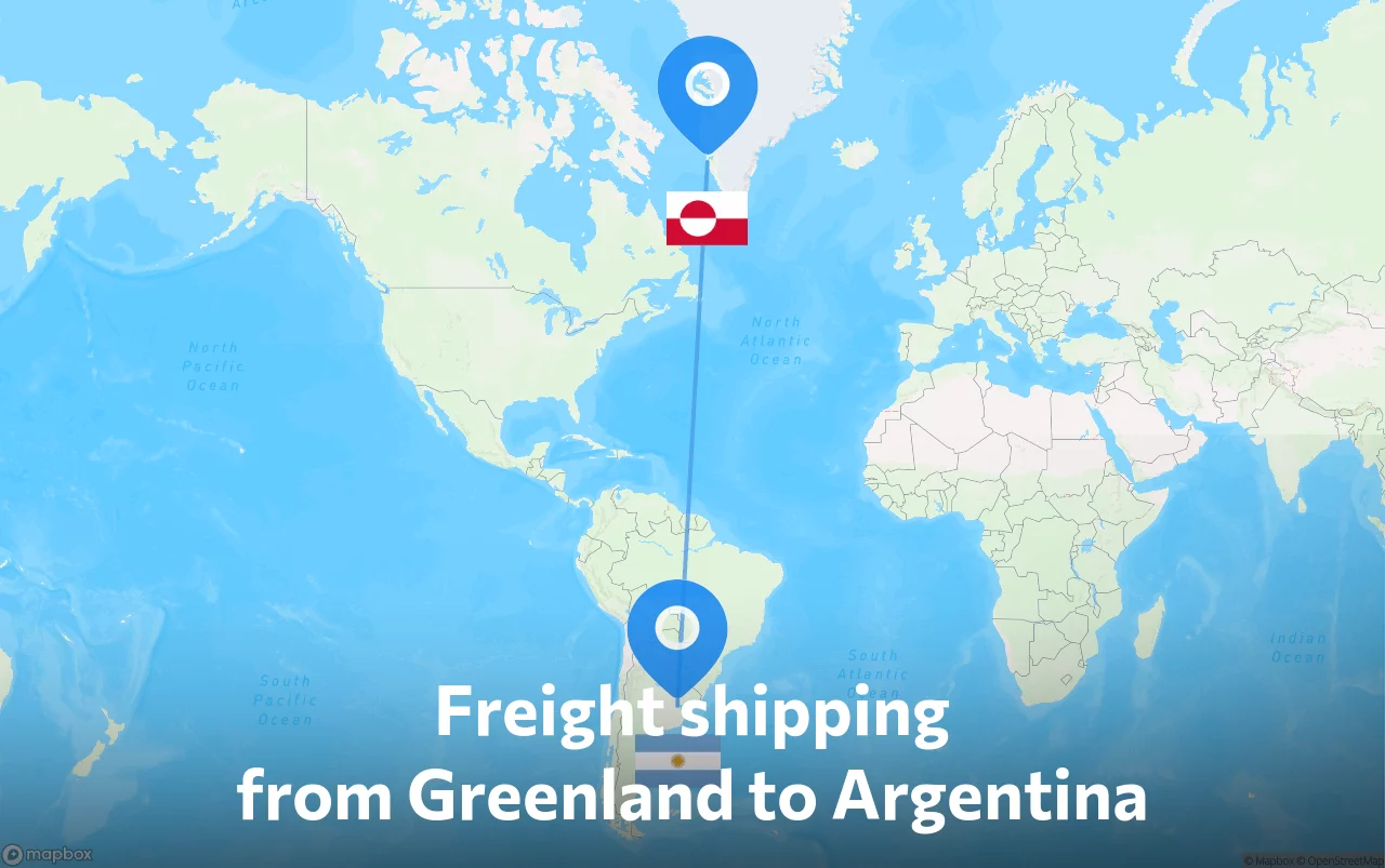 Shipping route from Greenland to Argentina