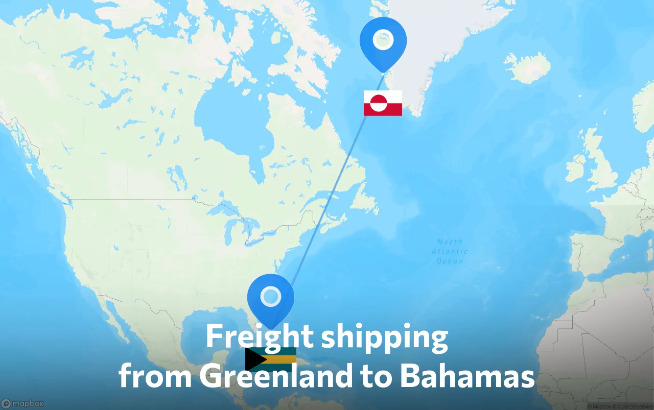 Shipping route from Greenland to Bahamas