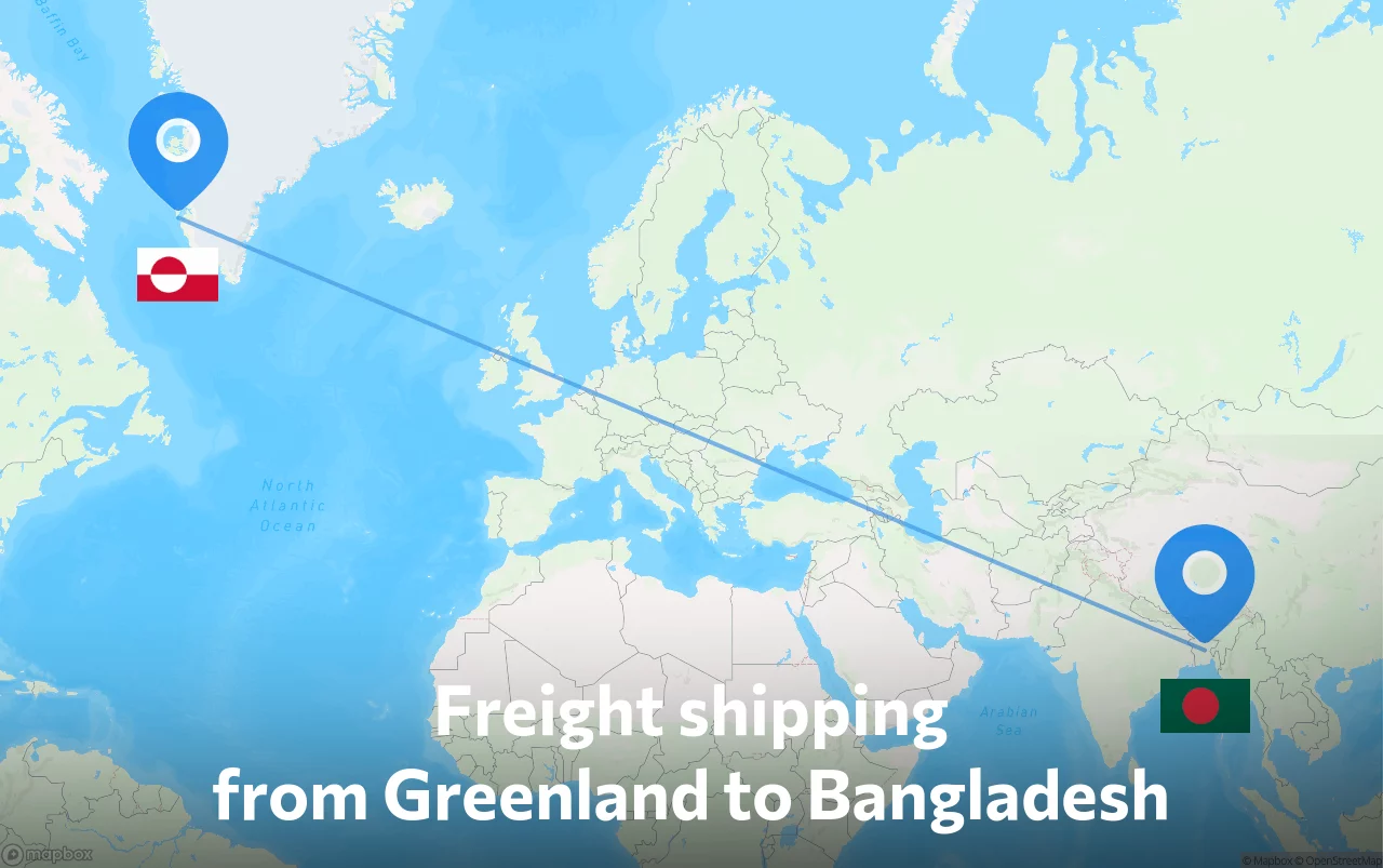 Shipping route from Greenland to Bangladesh
