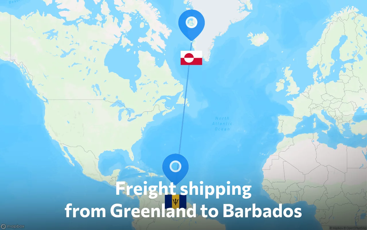 Shipping route from Greenland to Barbados