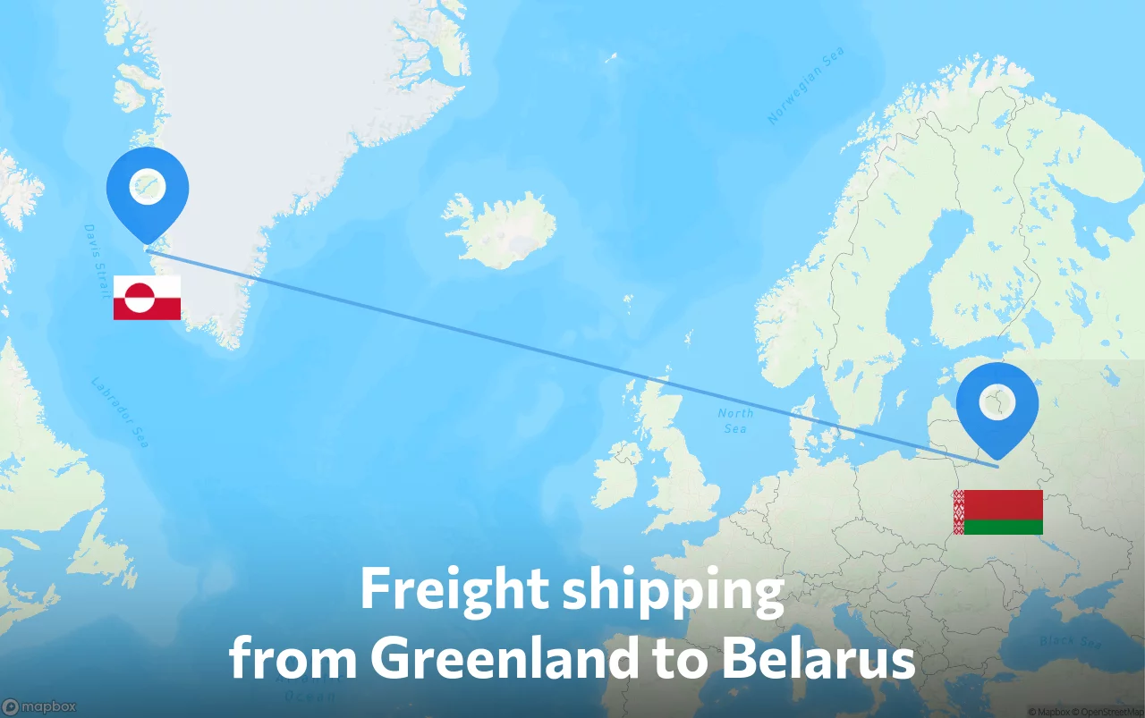 Shipping route from Greenland to Belarus