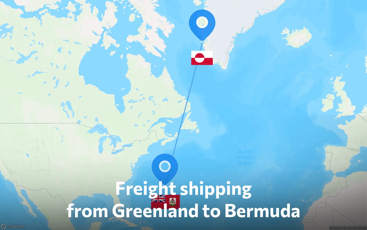 Shipping route from Greenland to Bermuda