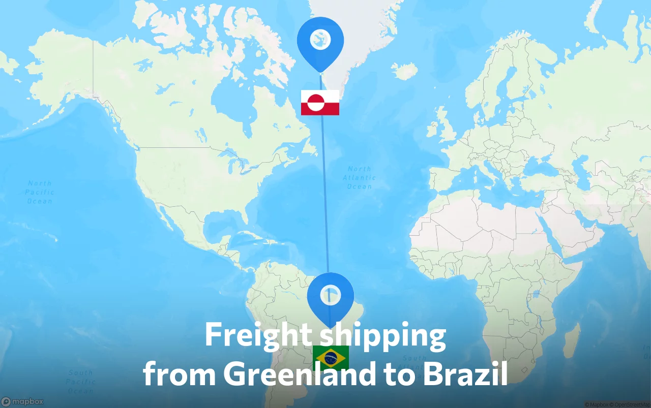 Shipping route from Greenland to Brazil