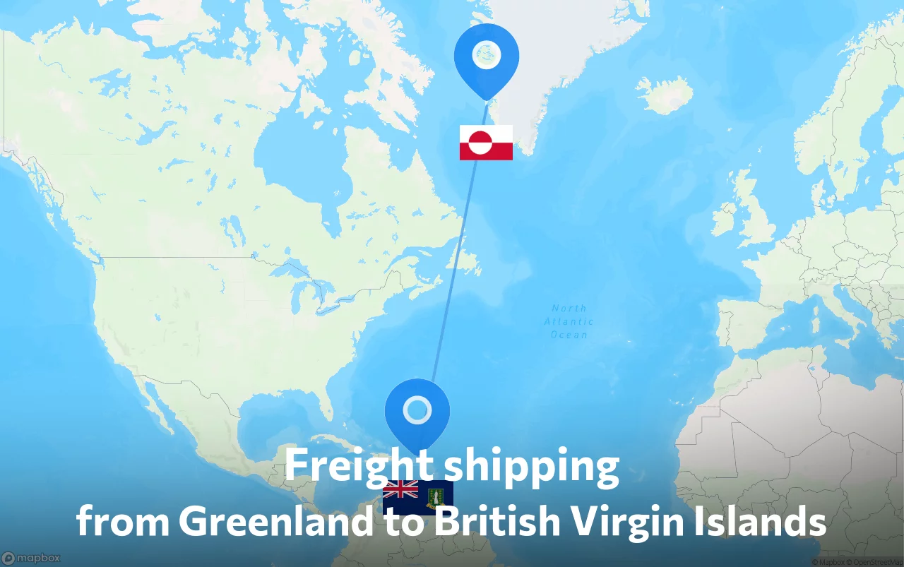 Shipping route from Greenland to British Virgin Islands