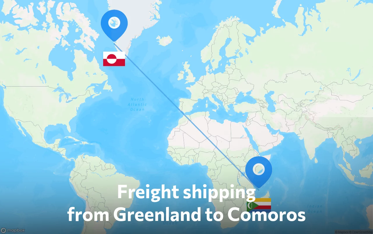 Shipping route from Greenland to Comoros