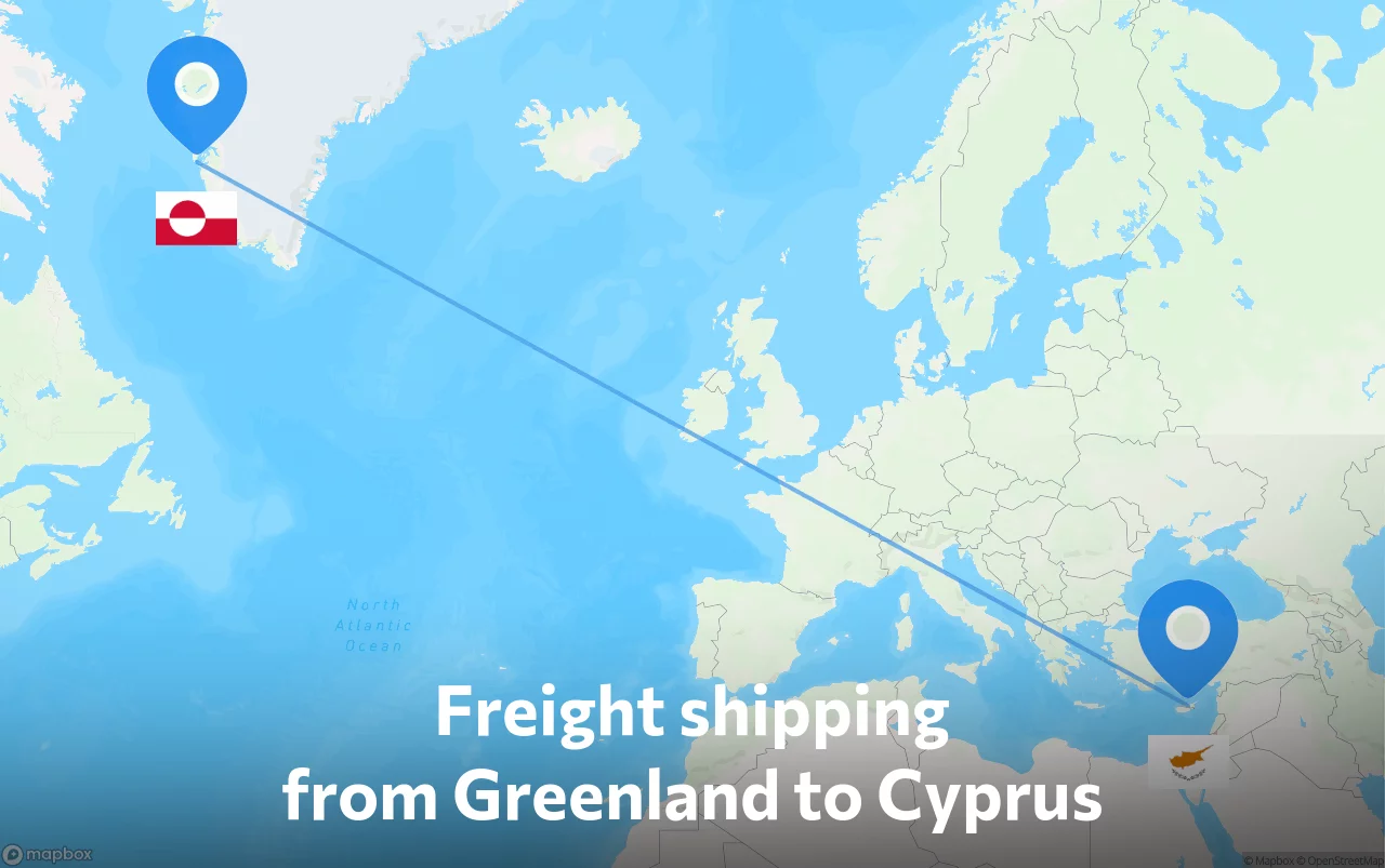 Shipping route from Greenland to Cyprus