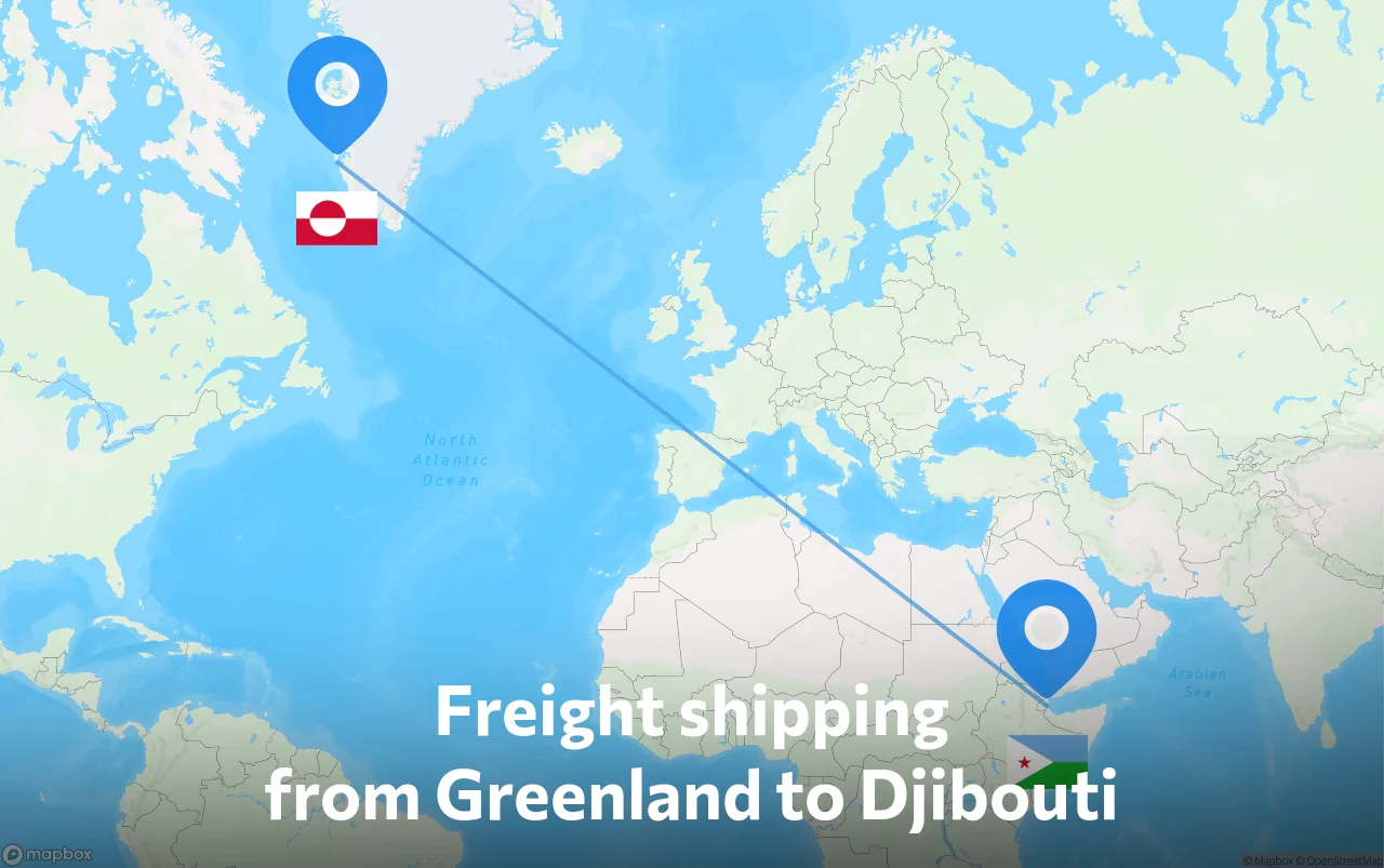 Shipping route from Greenland to Djibouti
