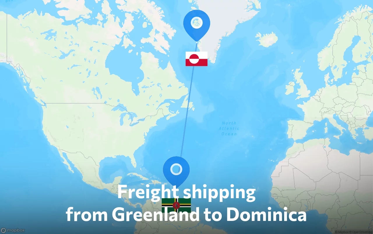 Shipping route from Greenland to Dominica