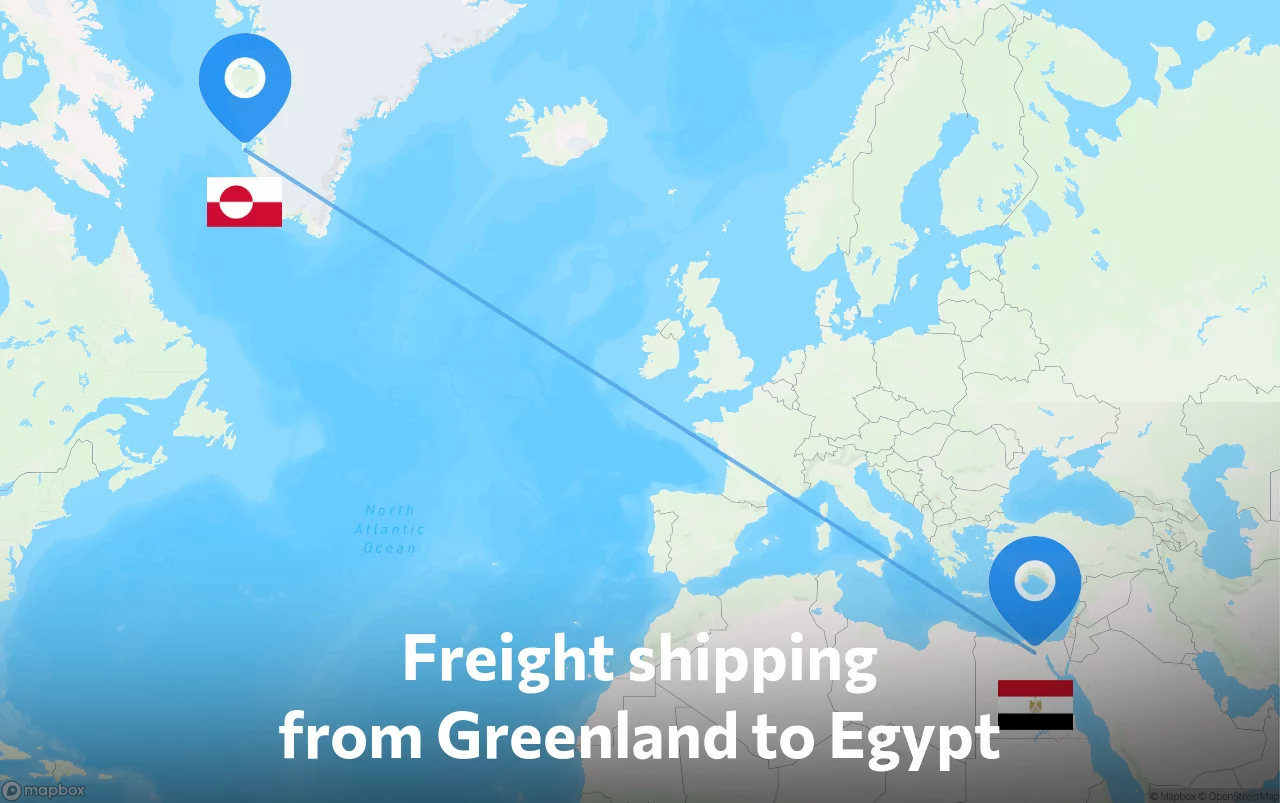 Shipping route from Greenland to Egypt