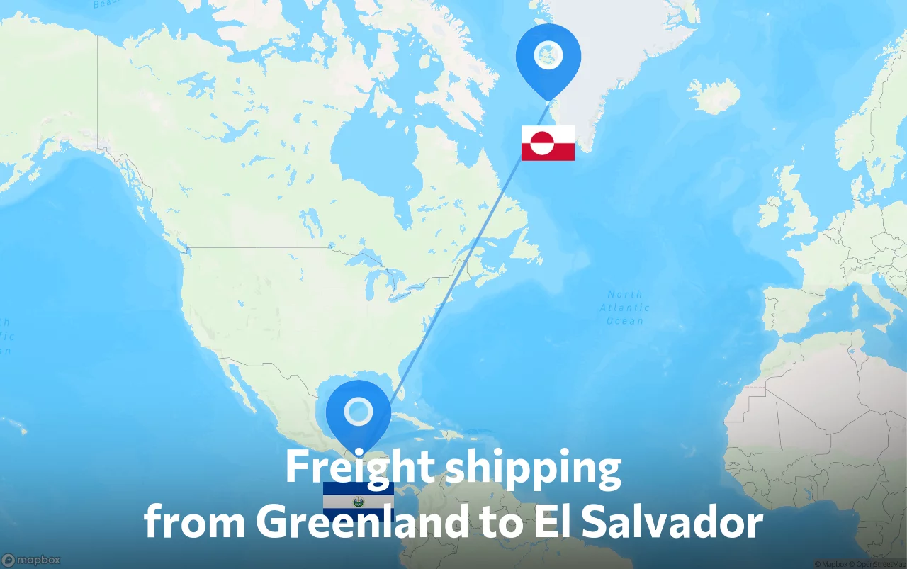 Shipping route from Greenland to El Salvador