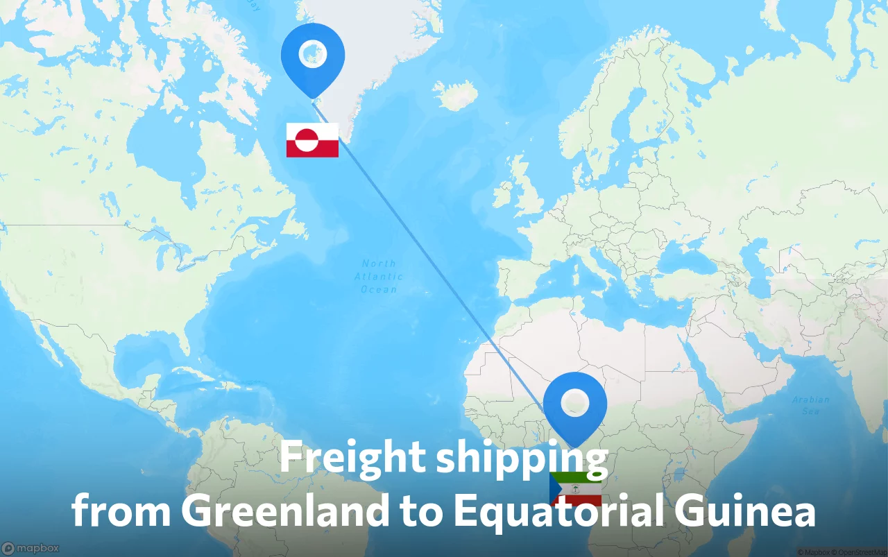 Shipping route from Greenland to Equatorial Guinea