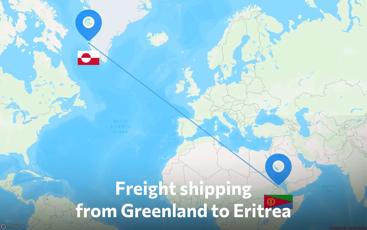 Shipping route from Greenland to Eritrea