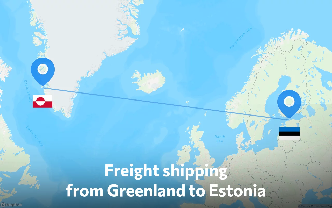 Shipping route from Greenland to Estonia