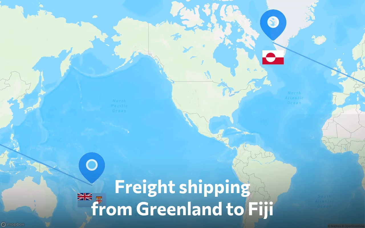 Shipping route from Greenland to Fiji