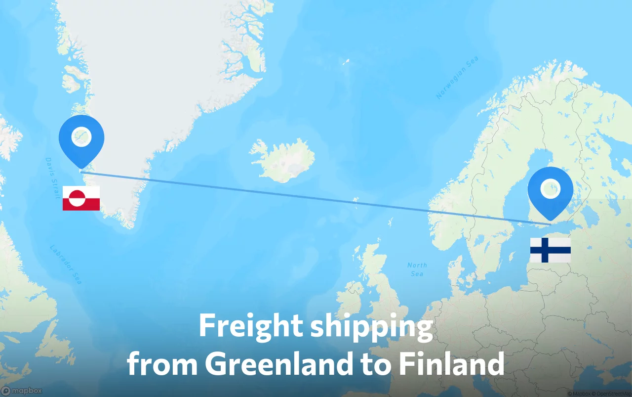 Shipping route from Greenland to Finland