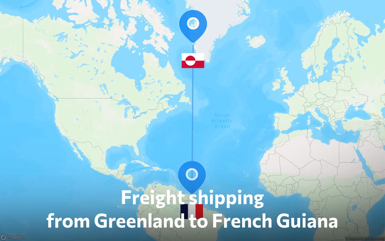 Shipping route from Greenland to French Guiana