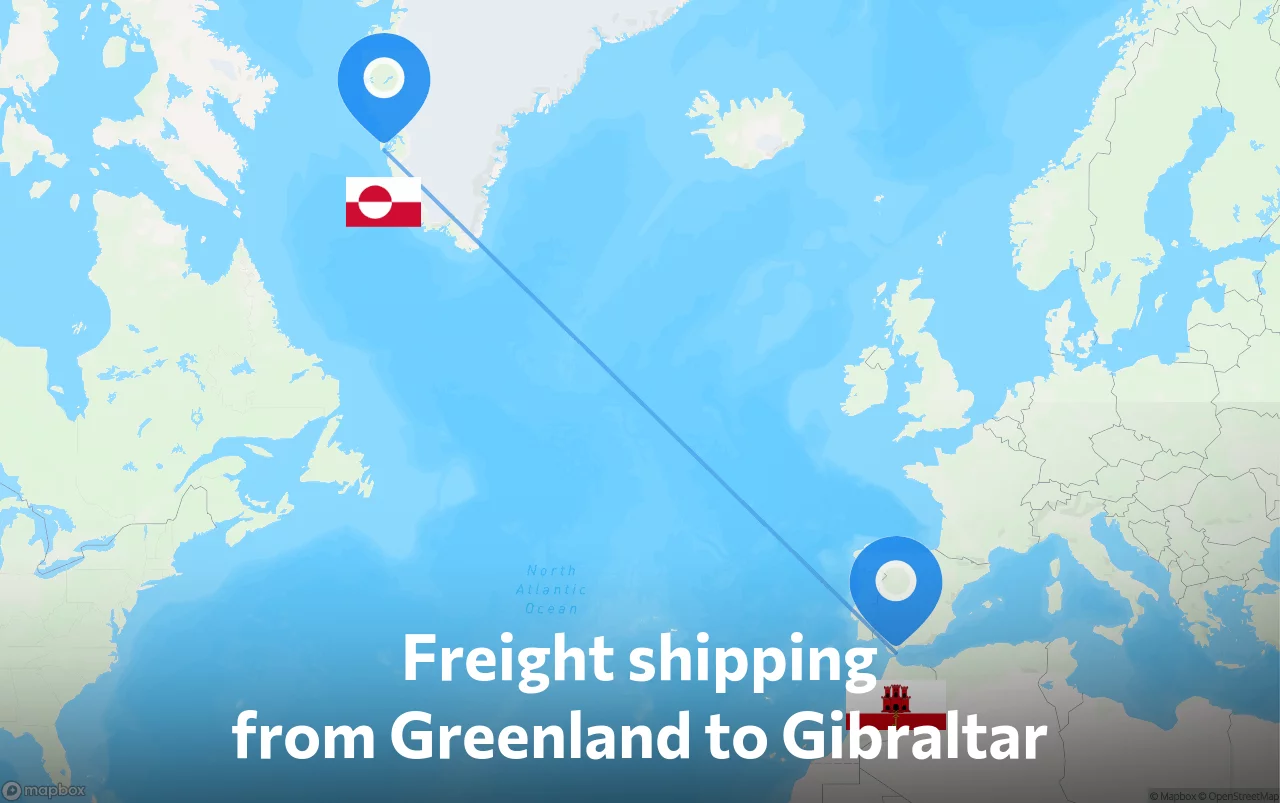 Shipping route from Greenland to Gibraltar