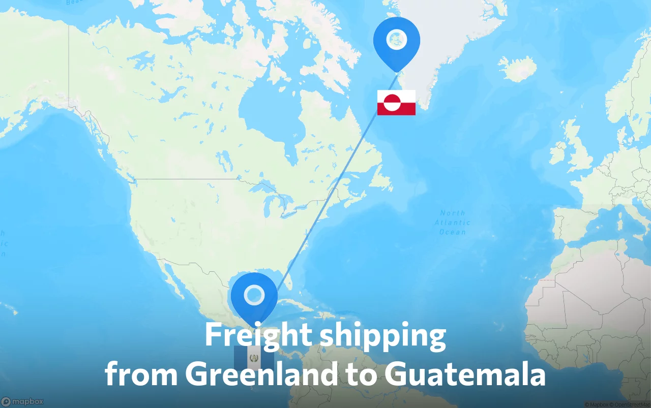 Shipping route from Greenland to Guatemala