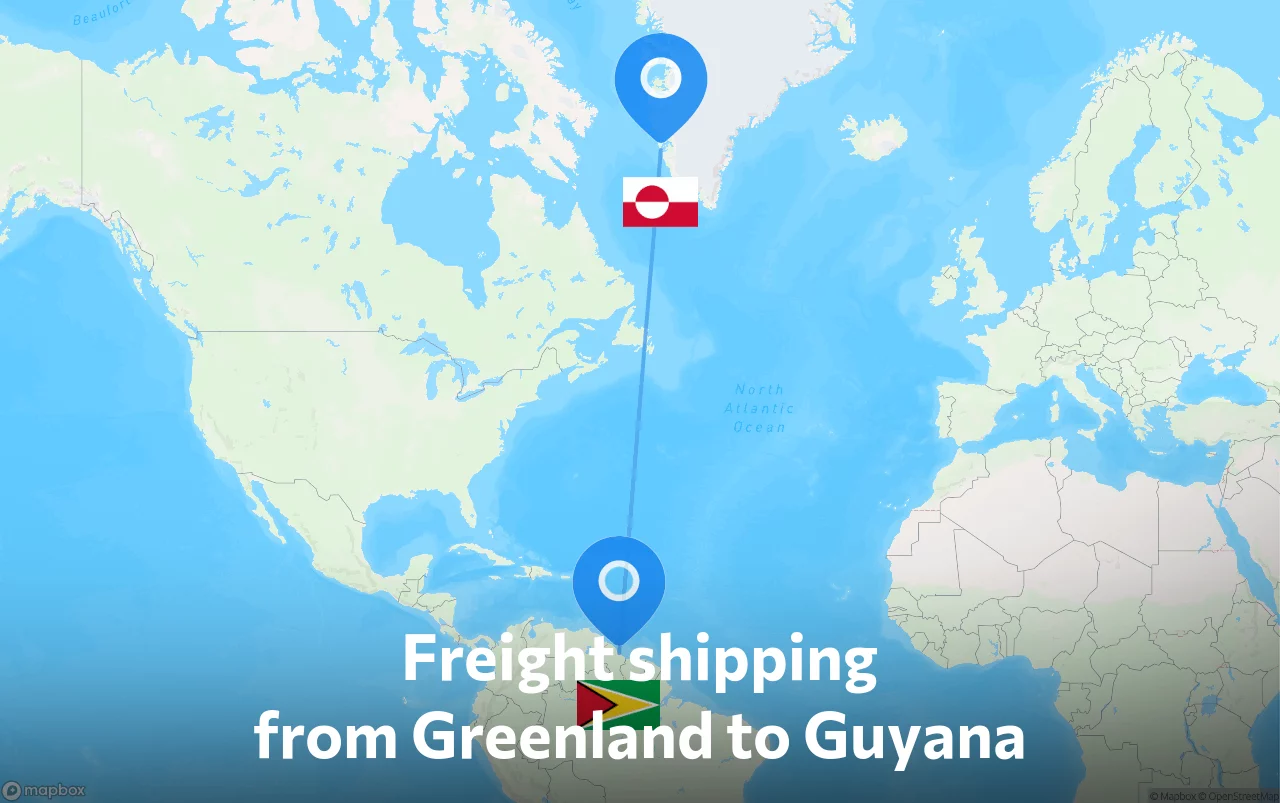 Shipping route from Greenland to Guyana