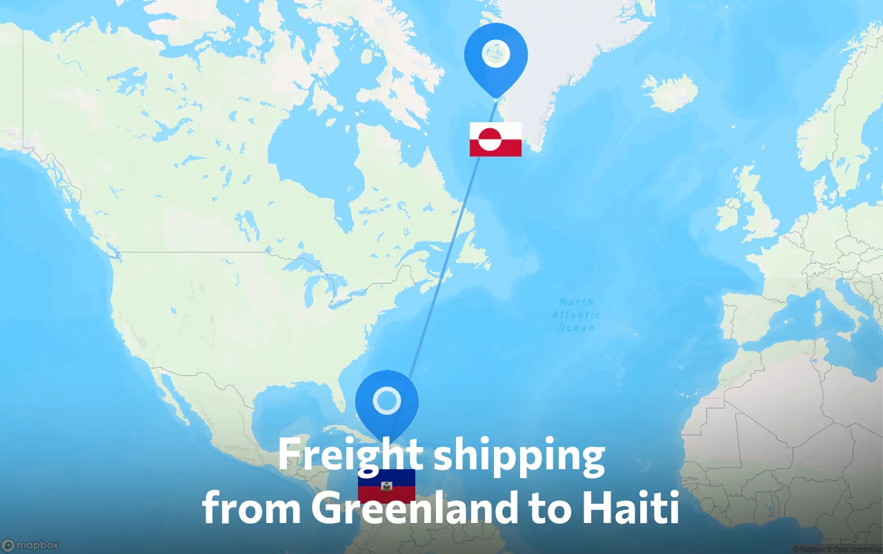 Shipping route from Greenland to Haiti