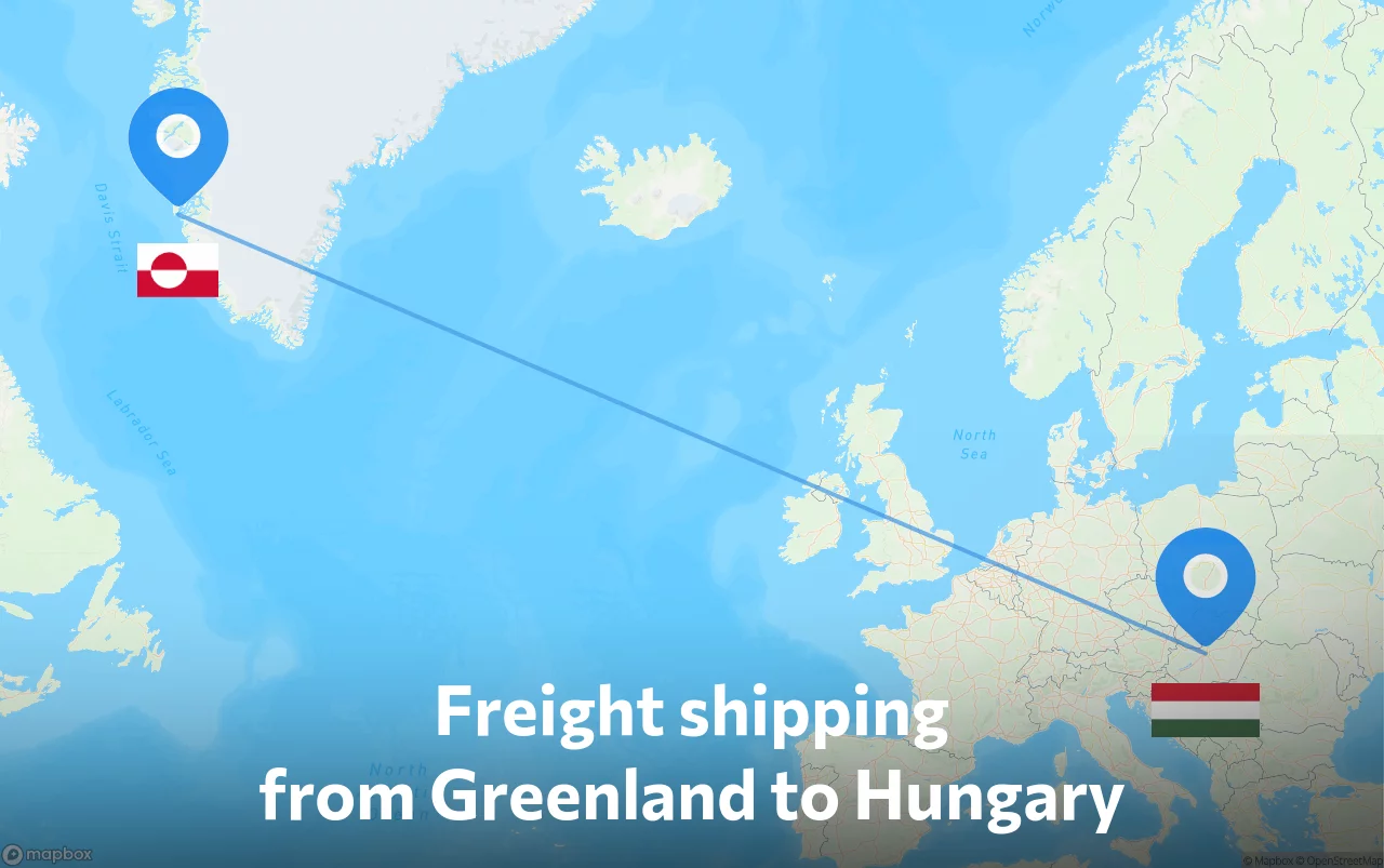 Shipping route from Greenland to Hungary
