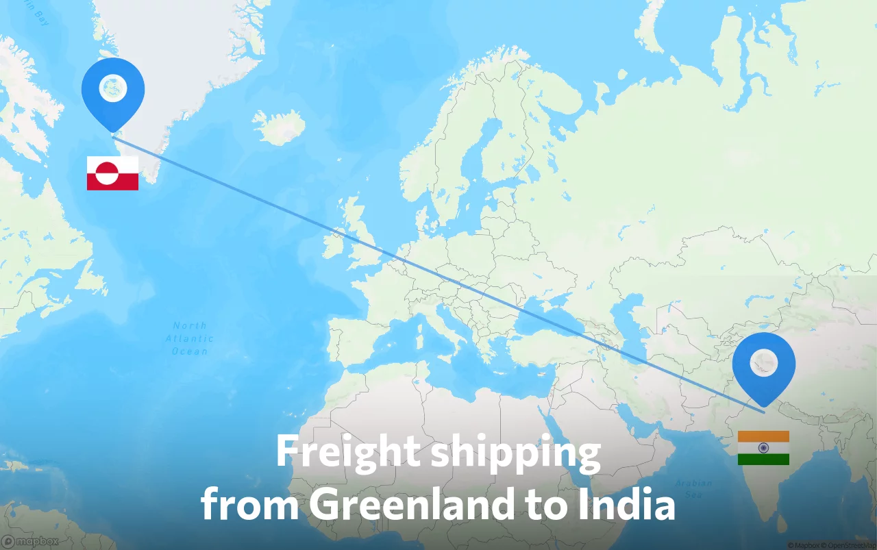 Shipping route from Greenland to India