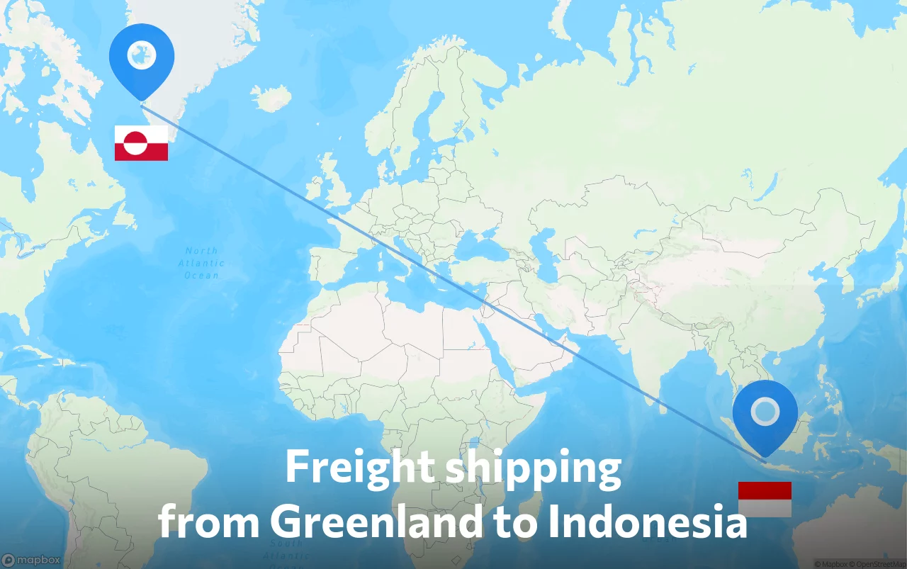Shipping route from Greenland to Indonesia