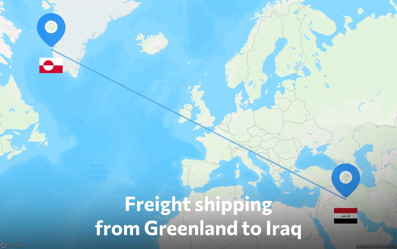 Shipping route from Greenland to Iraq
