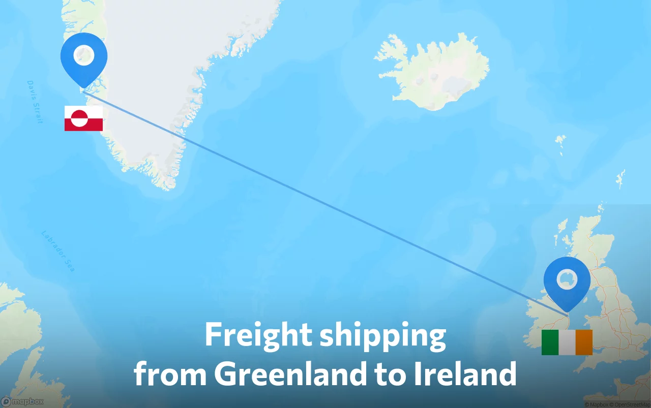 Shipping route from Greenland to Ireland
